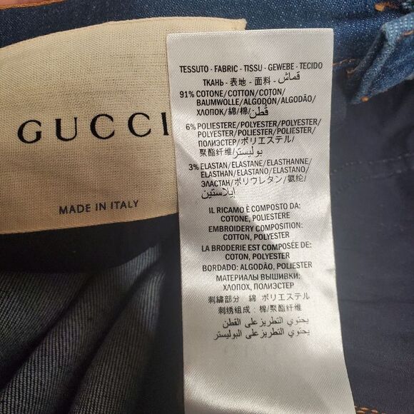 Gucci Floral Bloom Embroidered Stretch Denim Jeans in Blue I-0222a16 - Picture 15 of 16